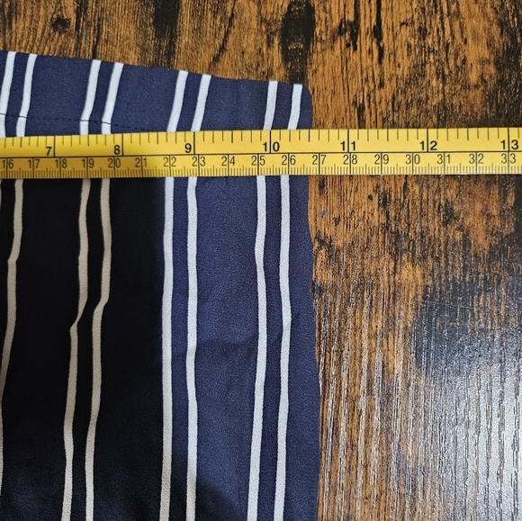 Michael Kors Blue White Striped Wide Leg Flowy Pants w Belt Boho Chic Medium - Picture 11 of 11